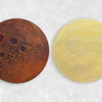 Painting titled "Diptych "Venus and…" by Julie Max, Original Artwork, Acrylic Mounted on Wood Stretcher frame