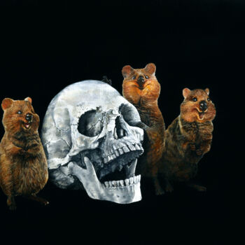 Painting titled "Setonix brachyurus" by Sailev, Original Artwork, Oil Mounted on Wood Stretcher frame