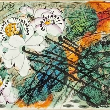 Peinture intitulée "Fragrance of lotus…" par Dayou Lu, Œuvre d'art originale, Pigments