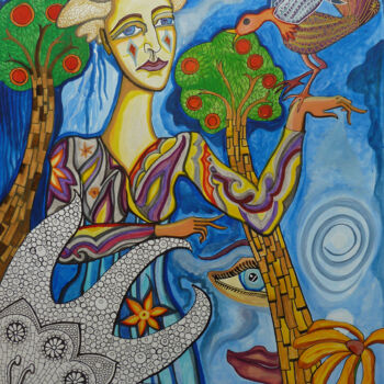 Peinture intitulée "Oiseau, mon ami !" par Aurélie Sarrazin, Œuvre d'art originale, Encre