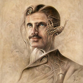 Arte digitale intitolato "Nikola Tesla" da Patrick Hager, Opera d'arte originale, Lavoro digitale 2D