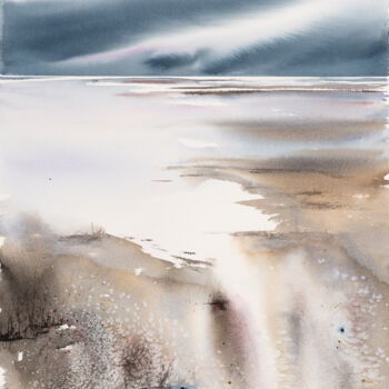 Malarstwo zatytułowany „***Abstract Landsca…” autorstwa Yuriy Kraft, Oryginalna praca, Akwarela