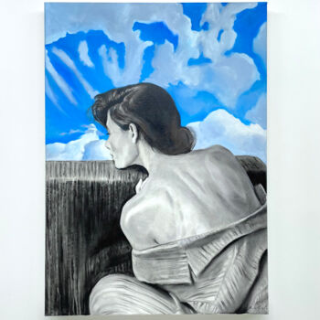 제목이 "Cloud Melancholic 5…"인 미술작품 Irjan Moussin로, 원작, 기름 나무 들것 프레임에 장착됨