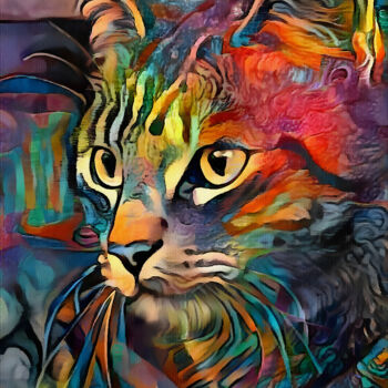 Arts numériques intitulée "Yassane, cat" par L.Roche, Œuvre d'art originale, Travail numérique 2D
