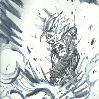 Drawing titled "DRAGON BALL Z TRIBU…" by Eduardo Bustos Segovia, Original Artwork, Ink Mounted on Cardboard