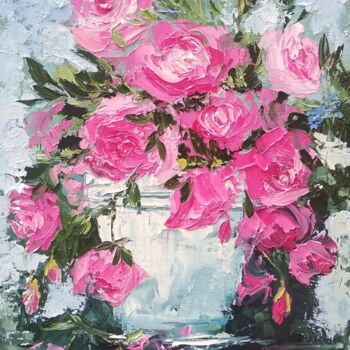 제목이 "Roses painting"인 미술작품 Marina Gaydar로, 원작, 기름