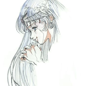 Drawing titled "ANIME MANGA PRAY EL…" by Eduardo Bustos Segovia, Original Artwork, Pencil Mounted on Cardboard