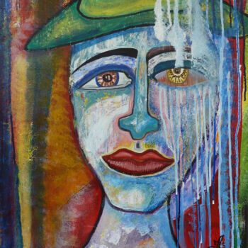 Peinture intitulée "La Rêveuse" par Aurélie Sarrazin, Œuvre d'art originale, Acrylique