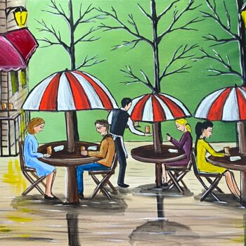 Painting titled "The Cafe 4" by Aisha Haider, Original Artwork, Acrylic