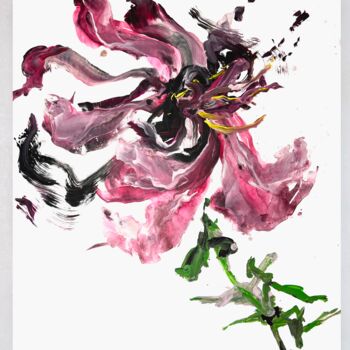 Painting titled "Violet flower 1" by Rosi Roys, Original Artwork, Acrylic