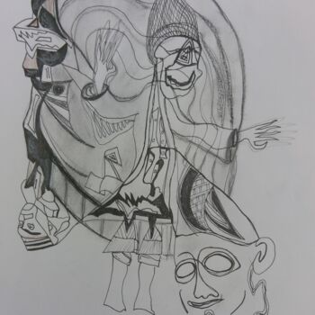Desenho intitulada "Frightening circus" por Arnaud Dubois, Obras de arte originais, Tinta