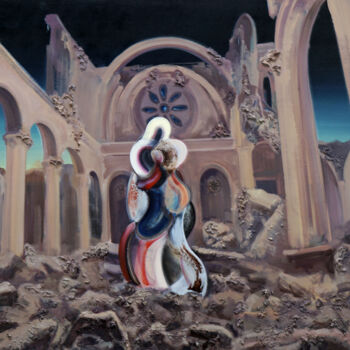 Painting titled "Code Red Series No.…" by Jay Chung, Original Artwork, Oil Mounted on Wood Stretcher frame