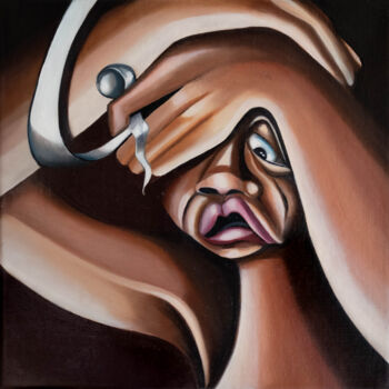 Peinture intitulée "Mèche rebelle. Pein…" par Muriel Cachoulet, Œuvre d'art originale, Huile