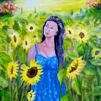 Peinture intitulée "AYÇİÇEĞİ" par Ayşe Keleş, Œuvre d'art originale, Acrylique