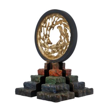 Sculptuur getiteld "MOVEMENT OF THE UNI…" door Astian Rey, Origineel Kunstwerk, Hout