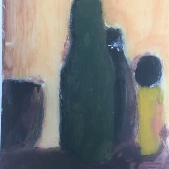 Painting titled "GREEN BOTTLE" by Wannott Bakker, Original Artwork, Acrylic