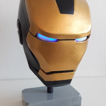 Sculpture titled "iron man BLACK&GOLD" by Lightboarder, Original Artwork, Resin