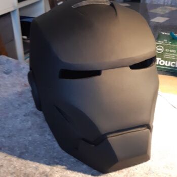 Sculpture titled "iron man BLACK MAT" by Lightboarder, Original Artwork, Resin