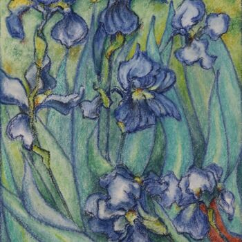 Σχέδιο με τίτλο "Irises 2" από Oxana Kondratenko, Αυθεντικά έργα τέχνης, Παστέλ