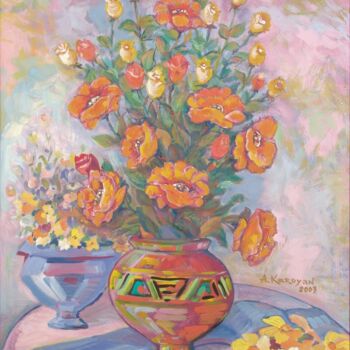 제목이 "Wild Roses"인 미술작품 Albert Karoyan로, 원작, 구아슈