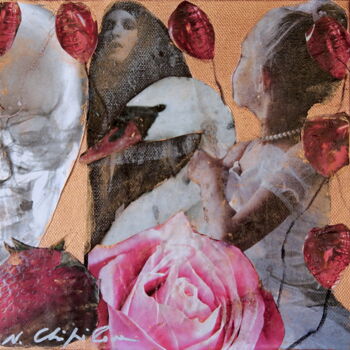 Collages intitulée "Le Lac des Cygnes" par Nathalia Chipilova, Œuvre d'art originale, Acrylique Monté sur Châssis en bois