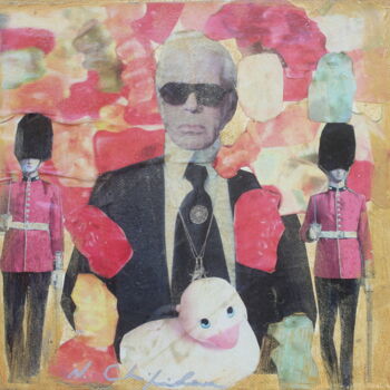 Collages intitulée "Le Roi des Nounours…" par Nathalia Chipilova, Œuvre d'art originale, Collages Monté sur Châssis en bois