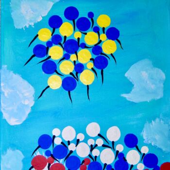 Ζωγραφική με τίτλο "Ukraine Balloons Fl…" από Adam Kamhi, Αυθεντικά έργα τέχνης, Ακρυλικό
