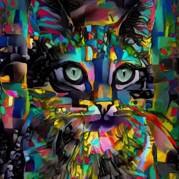 Arts numériques intitulée "Jay, cat" par L.Roche, Œuvre d'art originale, Travail numérique 2D