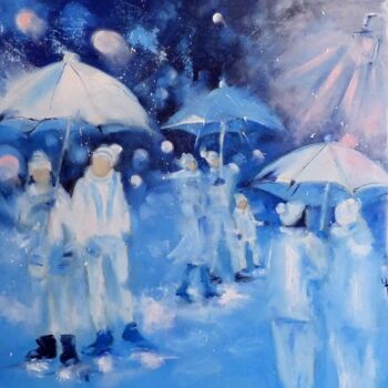 「Balade des bonnets…」というタイトルの絵画 Yveline Javerによって, オリジナルのアートワーク, オイル