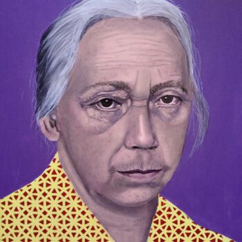 Painting titled "Visage 19 (Hommage…" by Elke Thiébaut, Original Artwork, Oil