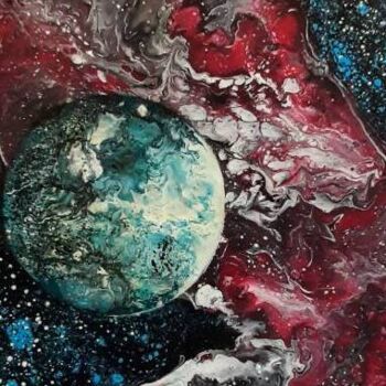 Drawing titled "planète voyous dans…" by Iakim, Original Artwork, Acrylic Mounted on Wood Stretcher frame