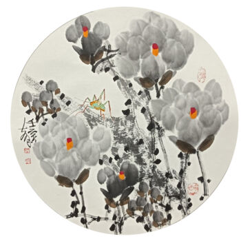 Ζωγραφική με τίτλο "Magnolia 玉兰 （No.169…" από Dayou Lu, Αυθεντικά έργα τέχνης, Χρωστικές ουσίες