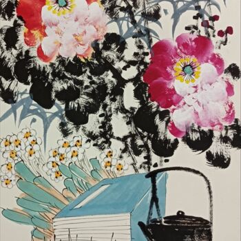 Painting titled "Taste of fine tea 品…" by Dayou Lu, Original Artwork, Pigments