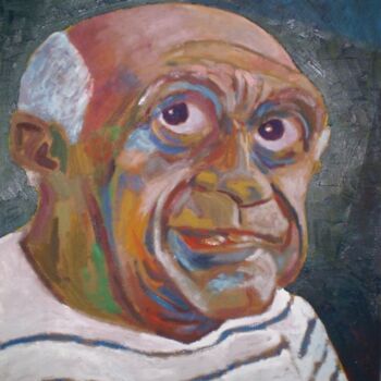 Malerei mit dem Titel "Hommage to Pablo Pi…" von Bertrand Daullé, Original-Kunstwerk, Öl