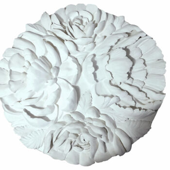 Sculpture titled "Peonyssimo" by Nastassia Karpenkova, Original Artwork, Plaster