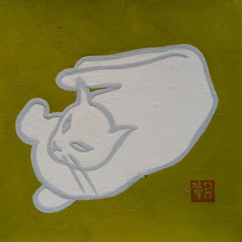 Malerei mit dem Titel "NIHONGA NEKO" von Saku Kuronashi, Original-Kunstwerk, Pigmente