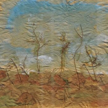 「Trees all over the…」というタイトルのコラージュ Tonino Gottarelliによって, オリジナルのアートワーク, テンペラ