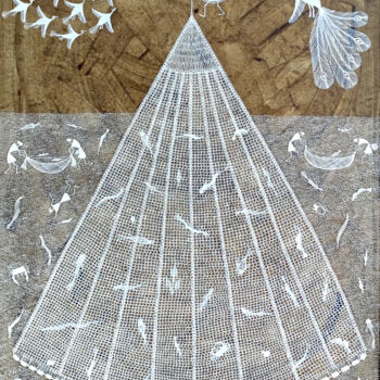 Pintura titulada "Fish Net" por Anil Chaitya Vangad, Obra de arte original, Acuarela