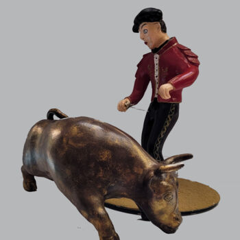 Sculpture titled "Toréador en mouveme…" by Raymonde Koelblen/Pitoizel (PitRe), Original Artwork, Clay
