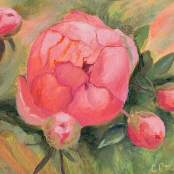 Pintura intitulada "Пионы" por Svetlana Stovba, Obras de arte originais, Óleo
