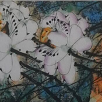 Painting titled "Fragrance of lotus…" by Dayou Lu, Original Artwork, Pigments