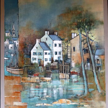 Peinture intitulée "Pont Aven IX" par James Burgevin, Œuvre d'art originale, Acrylique Monté sur Châssis en bois