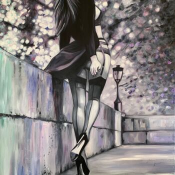 Painting titled "fantasme" by Martine Perugini, Original Artwork, Oil Mounted on Wood Stretcher frame