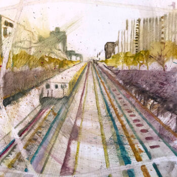 Painting titled "Rail" by Sánchez Gruffy, Original Artwork, Oil