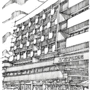 Dessin intitulée "L'ÉTOILE, THONON-LE…" par Yannick Touanen, Œuvre d'art originale, Encre
