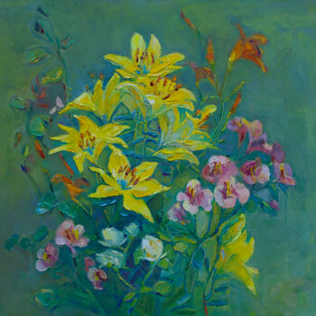 Peinture intitulée "Flower compozition" par Arus Pashikyan, Œuvre d'art originale, Huile