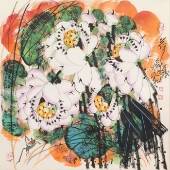 Painting titled "Fun in the fresh lo…" by Dayou Lu, Original Artwork, Pigments