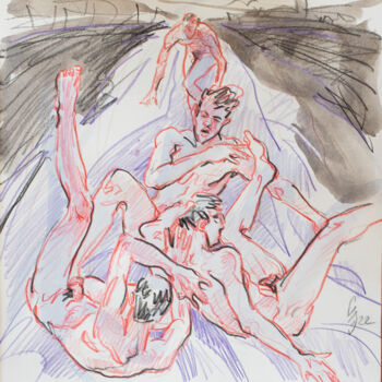Disegno intitolato "Fun racing." da Sergey Sovkov, Opera d'arte originale, Matite colorate
