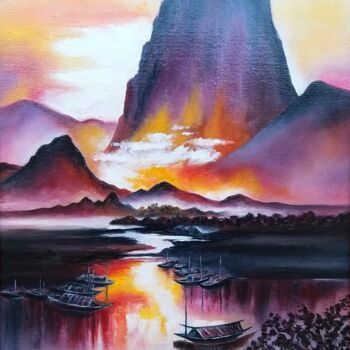 Peinture intitulée "Mountain scenery. C…" par Svetlana Samsonova, Œuvre d'art originale, Huile