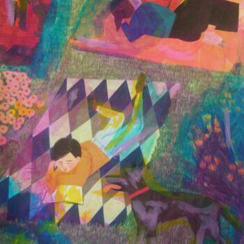 Painting titled "Détente urbaine" by Chrystelle Ragot, Original Artwork, Gouache